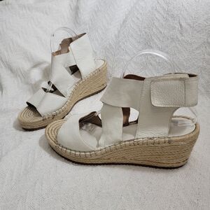Eileen Fisher Women's Willow Platform Wedge‎ Espadrille Sandals Size 11 Ivory